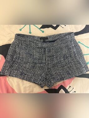 Banana Republic Navy & White Tweed High-Waist Shorts